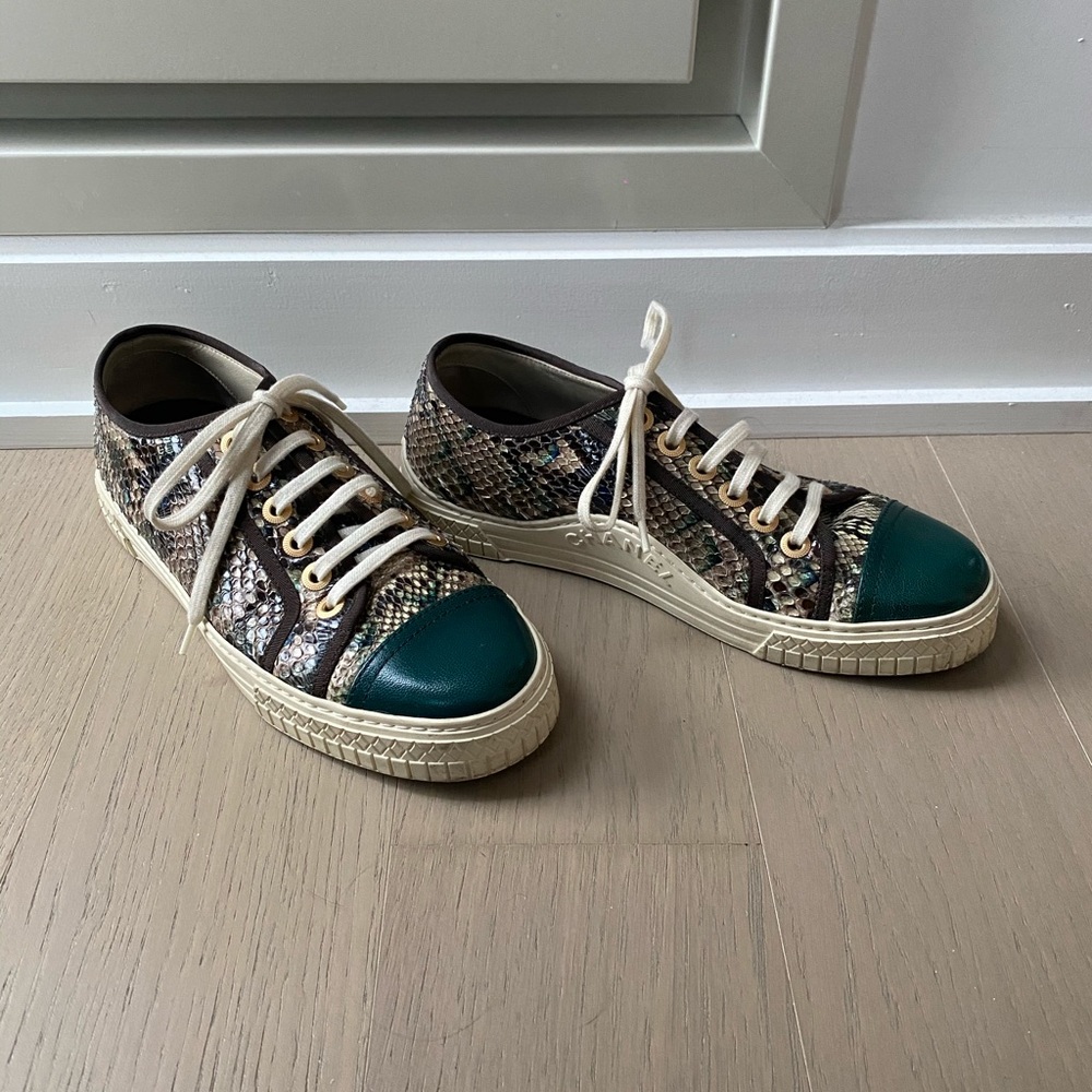 Chanel Python And Leather Cap Toe Sneaker - image 2
